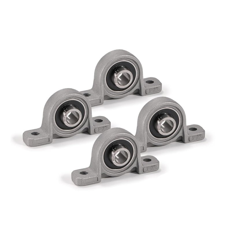 Xike 4 Pcs KP08 Mounted Pillow Block Bearings Bore 8mm/0.31inch Zinc Alloy Plummer Flanged Bearing，Cast Iron Self-Alignment Bearing for 3D Printer and More. - Image 1
